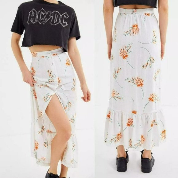 Urban Outfitters Selma Linen Ruffle Button Maxi Skirt Size XS - Picture 15 of 16